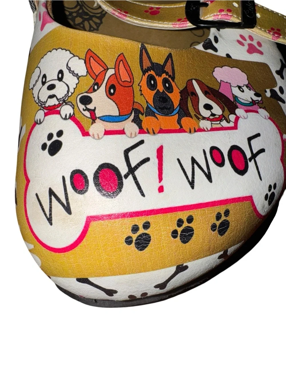 Calceo Dog Print Clogs EU 41 US 10 Leather Comfort Cute Slip On Sandals - Picture 7 of 9